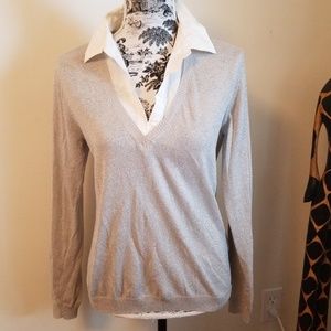 Gray/Silver top w/built in blouse